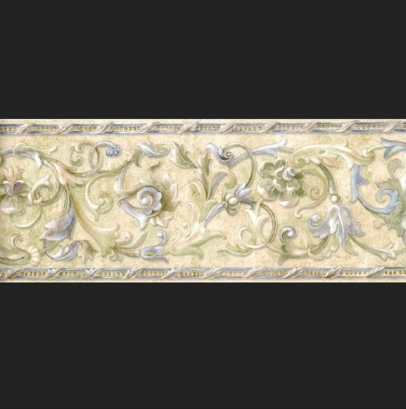 RESERVED Wallpaper Border Acanthus Leaf Scroll 3 ROLLS - Picture 2 of 6